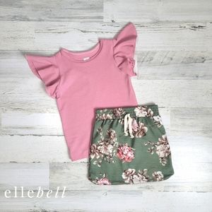 Butterfly Sleeveless Top + French Terry Skirt